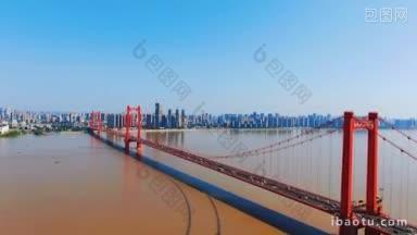 4K城市交通_湖北武汉长江鹦鹉洲大桥